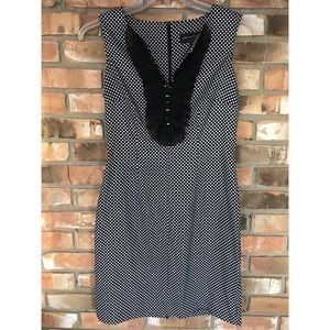 Connected Apparel Sleeveless Black and White Polka Dot Sheath Dress Size 8
